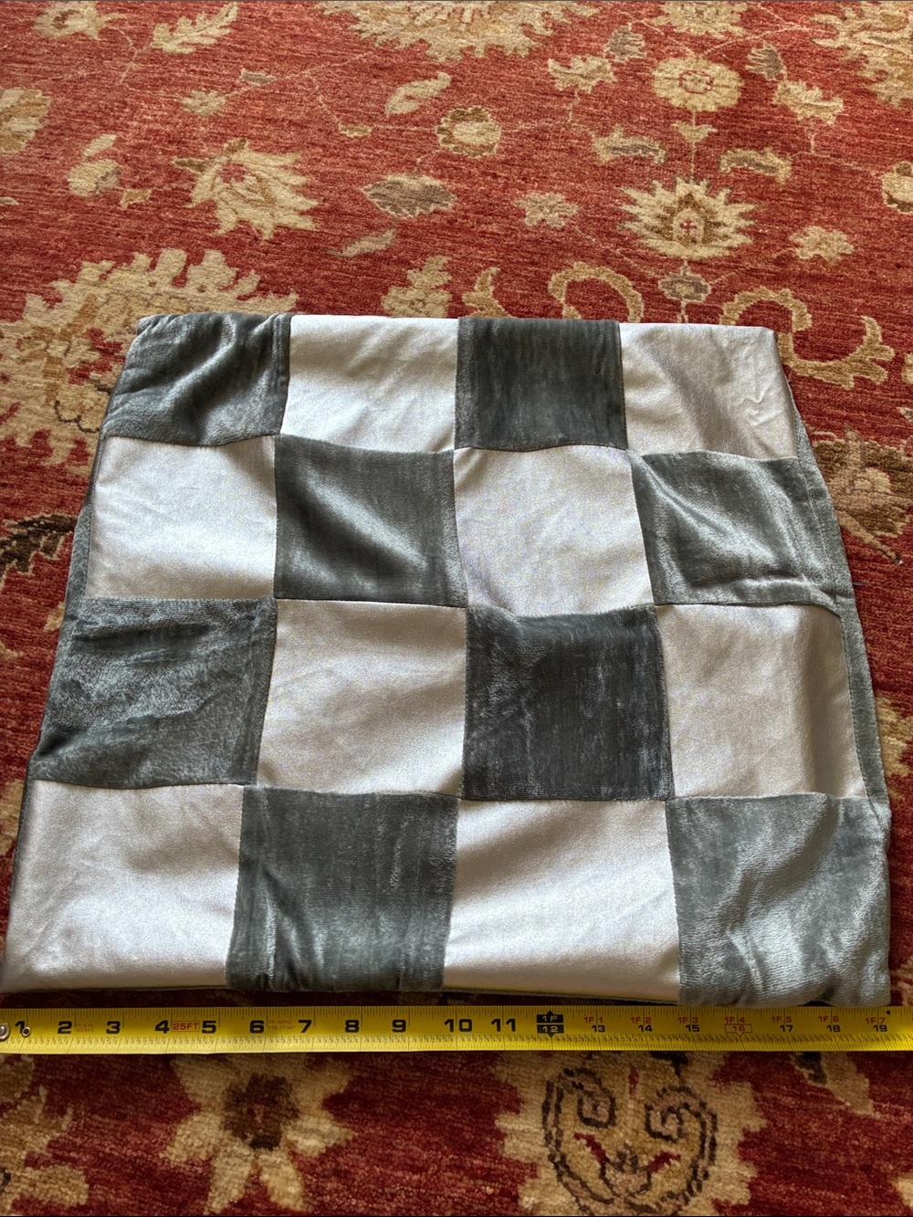 Gray and Silver Checkered Decorative Pillow Cover